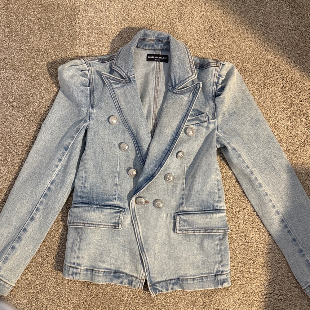 Generation love Blue Denim Blazer with Silver Buttons